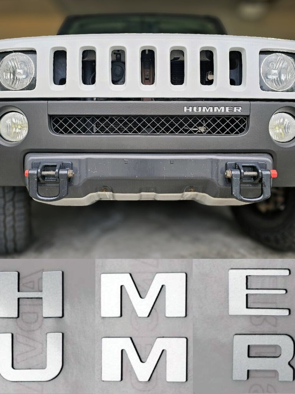 Silver Alum Front Bumper Letters for Hummer H3 ABS Plastic Inserts